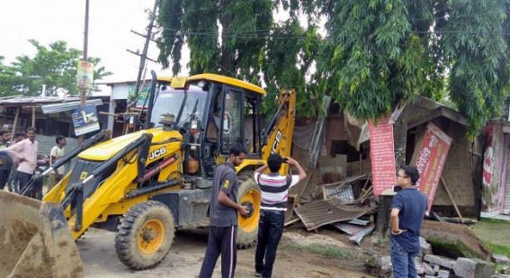 Bulldozing of Party offices on Govt lands continue in Tripura Bulldozing of Party offices on Govt lands continue in Tripura